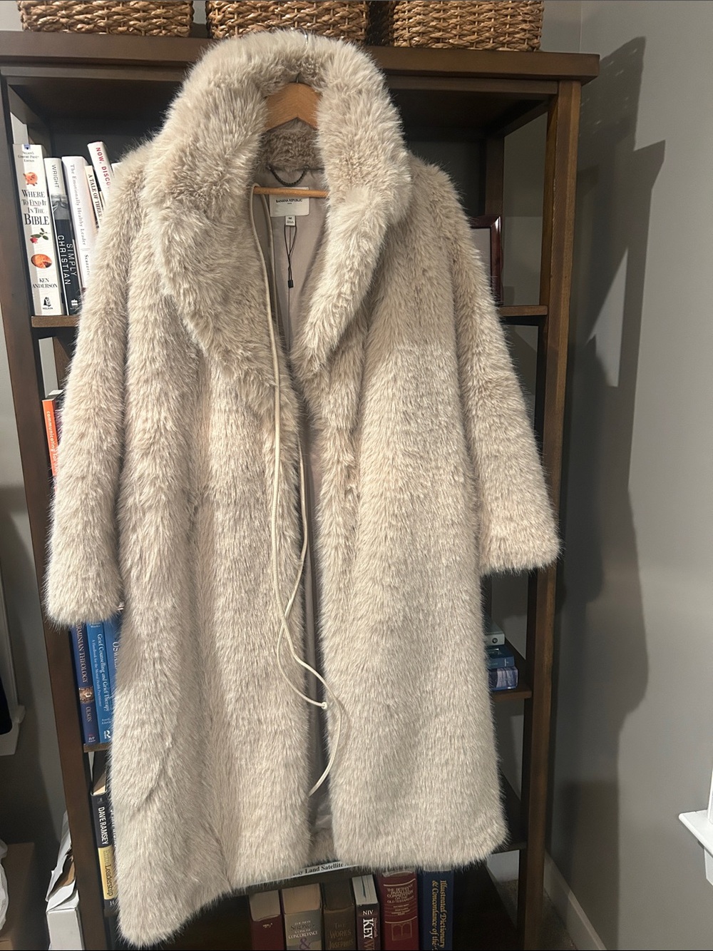 Banana Republic Plush Cream Faux Fur Coat